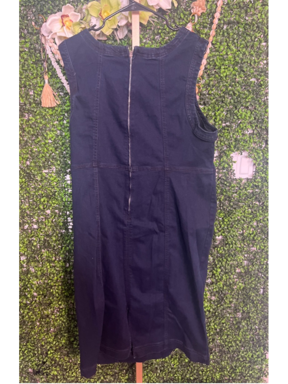 AVA & VIV Navy Sleeveless Denim Sark Wash Bodycon Dress Knee Length Plus Size 20 - Picture 6 of 8